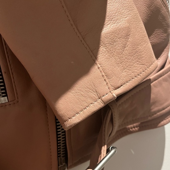 All Saints Nude Blush Leather Biker Jacket size 4 - Picture 6 of 6
